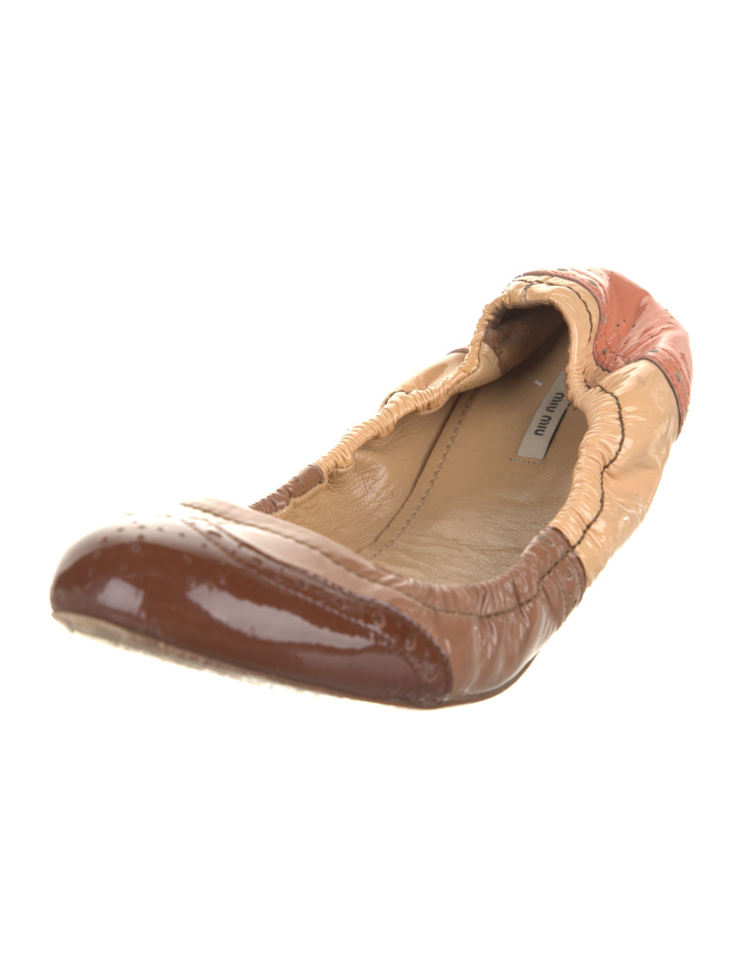 Miu Miu Patent Leather Colorblock Pattern Ballet Flats