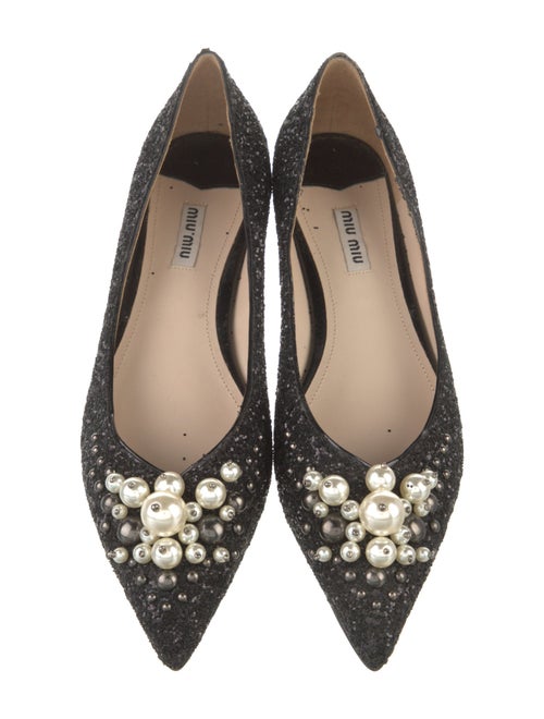 Miu Miu Glitter Crystal Embellishments Flats