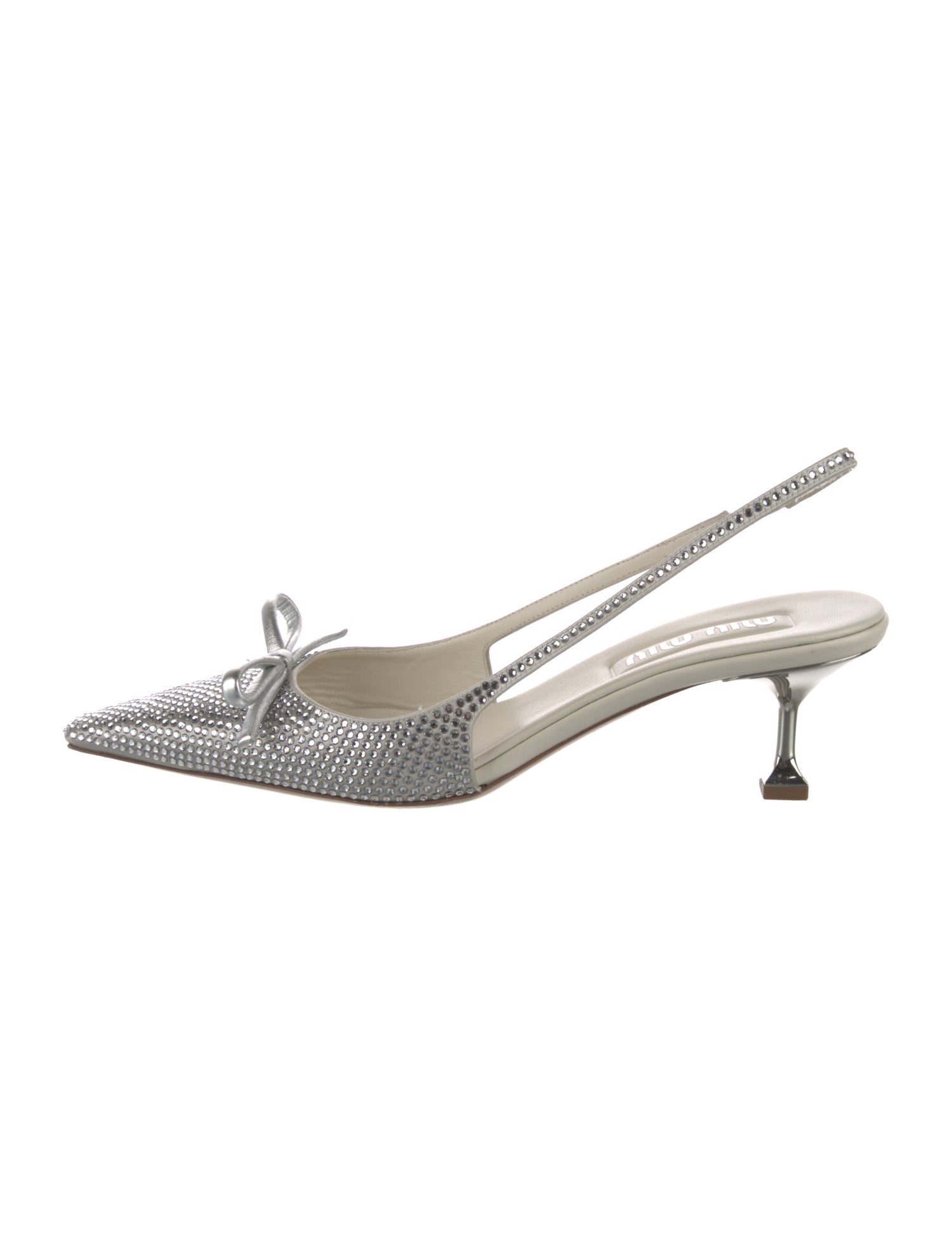 Miu Miu Satin Crystal Embellishments Slingback Pumps