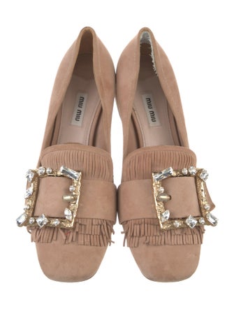 Miu Miu Suede Crystal Embellishments Pumps