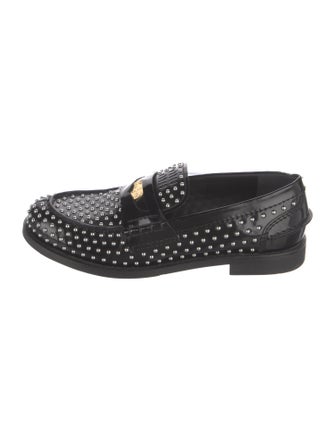 Miu Miu Patent Leather Studded Accents Loafers