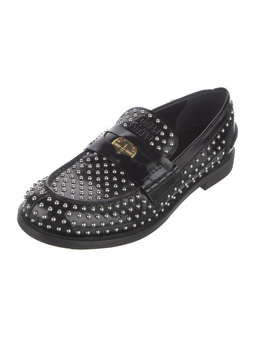 Miu Miu Patent Leather Studded Accents Loafers