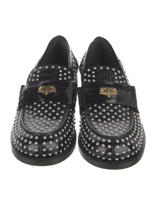 Miu Miu Patent Leather Studded Accents Loafers
