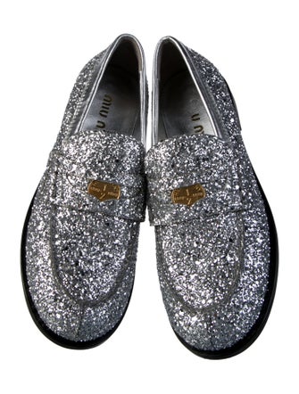 Miu Miu Leather Crystal Embellishments Loafers