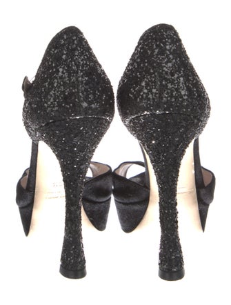 Miu Miu Suede Glitter Accents T-Strap Pumps