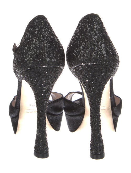 Miu Miu Suede Glitter Accents T-Strap Pumps