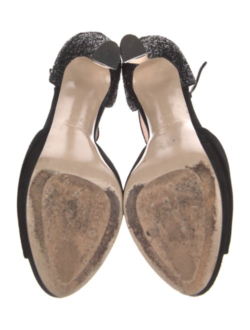 Miu Miu Suede Glitter Accents T-Strap Pumps
