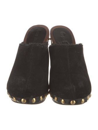 Miu Miu Suede Studded Accents Mules