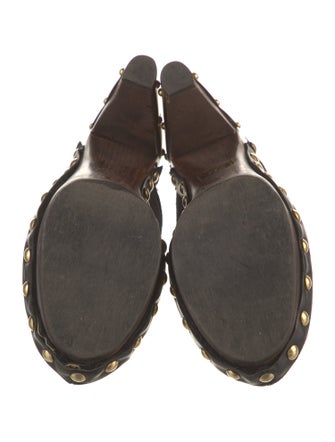 Miu Miu Suede Studded Accents Mules