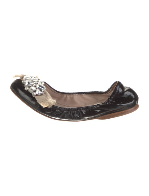Miu Miu Patent Leather Bow Accents Flats
