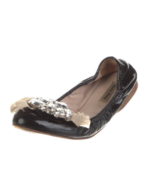Miu Miu Patent Leather Bow Accents Flats