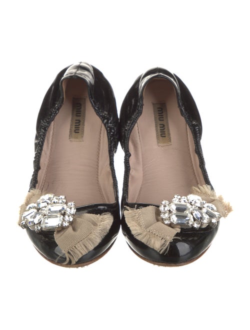 Miu Miu Patent Leather Bow Accents Flats