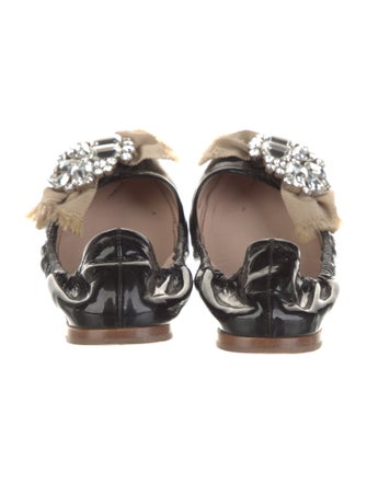 Miu Miu Patent Leather Bow Accents Flats