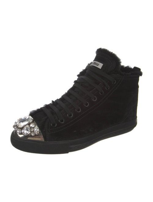 Miu Miu Suede Crystal Embellishments Sneakers