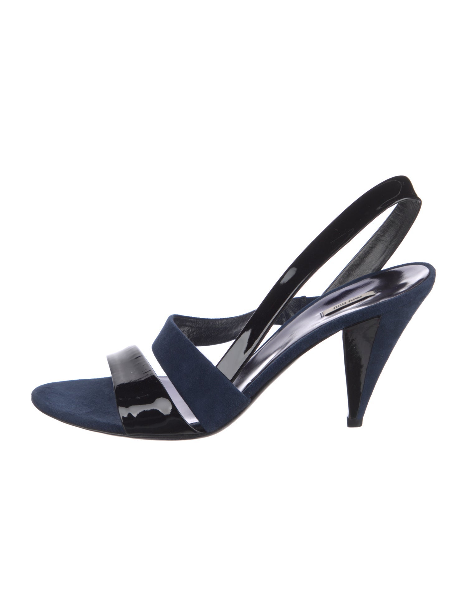 Miu Miu Suede Colorblock Pattern Slingback Sandals