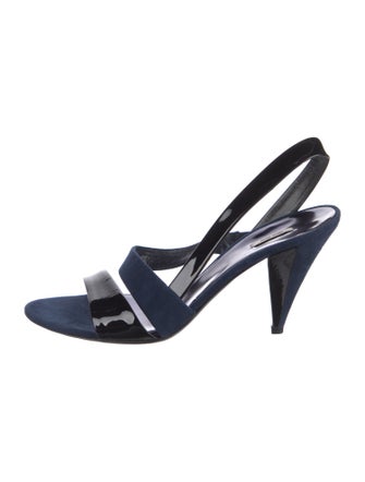 Miu Miu Suede Colorblock Pattern Slingback Sandals