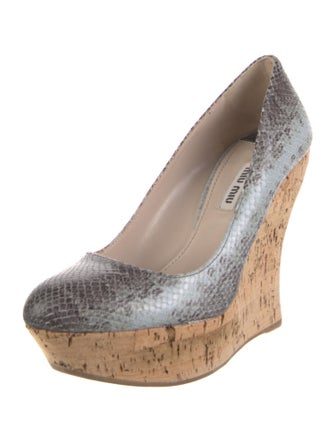 Miu Miu Embossed Leather Animal Print Pumps