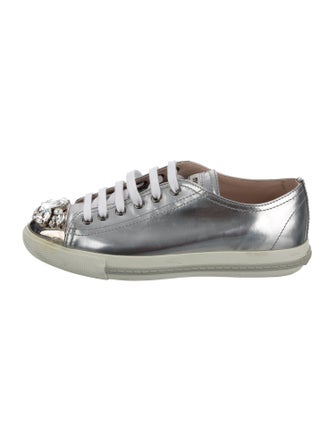Miu Miu Patent Leather Crystal Embellishments Sneakers
