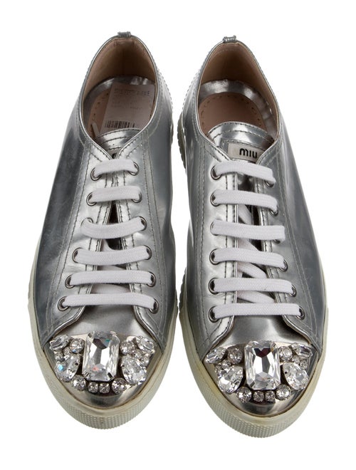 Miu Miu Patent Leather Crystal Embellishments Sneakers