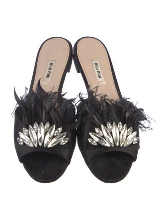 Miu Miu Satin Floral Print Slides