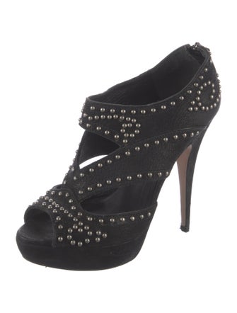 Miu Miu Leather Studded Accents Sandals