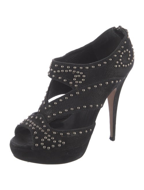 Miu Miu Leather Studded Accents Sandals