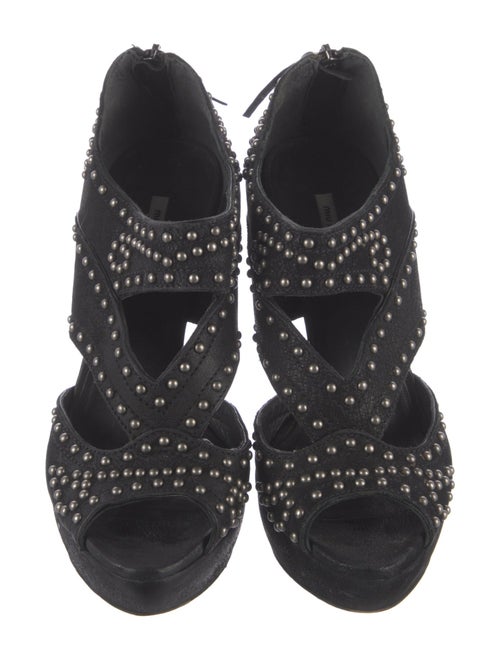 Miu Miu Leather Studded Accents Sandals