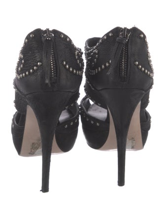 Miu Miu Leather Studded Accents Sandals