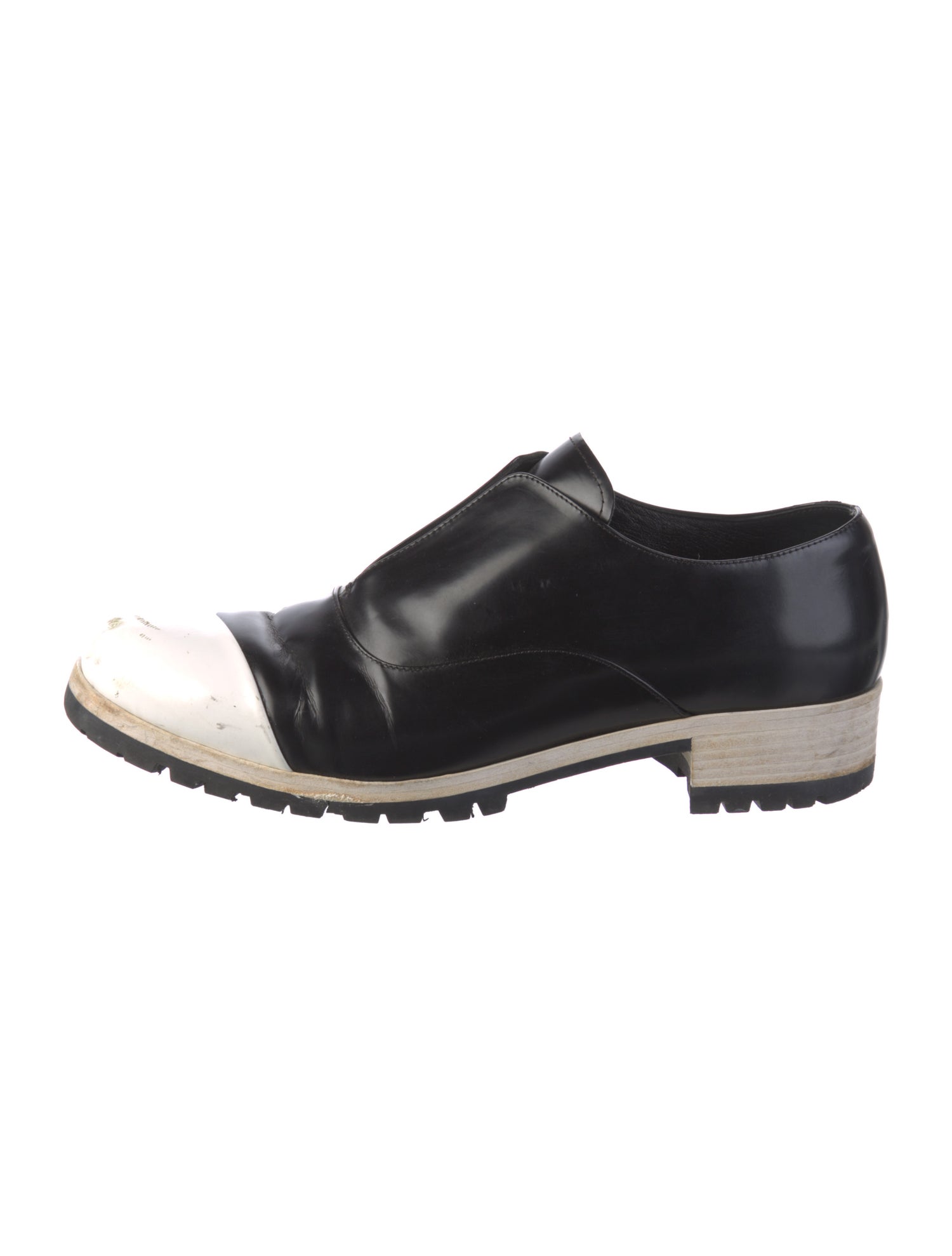 Miu Miu Leather Colorblock Pattern Loafers