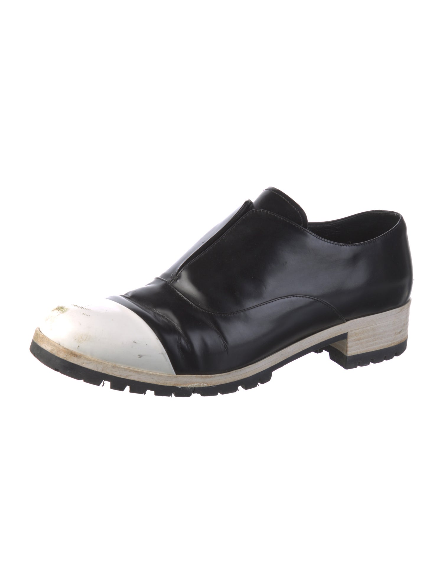 Miu Miu Leather Colorblock Pattern Loafers