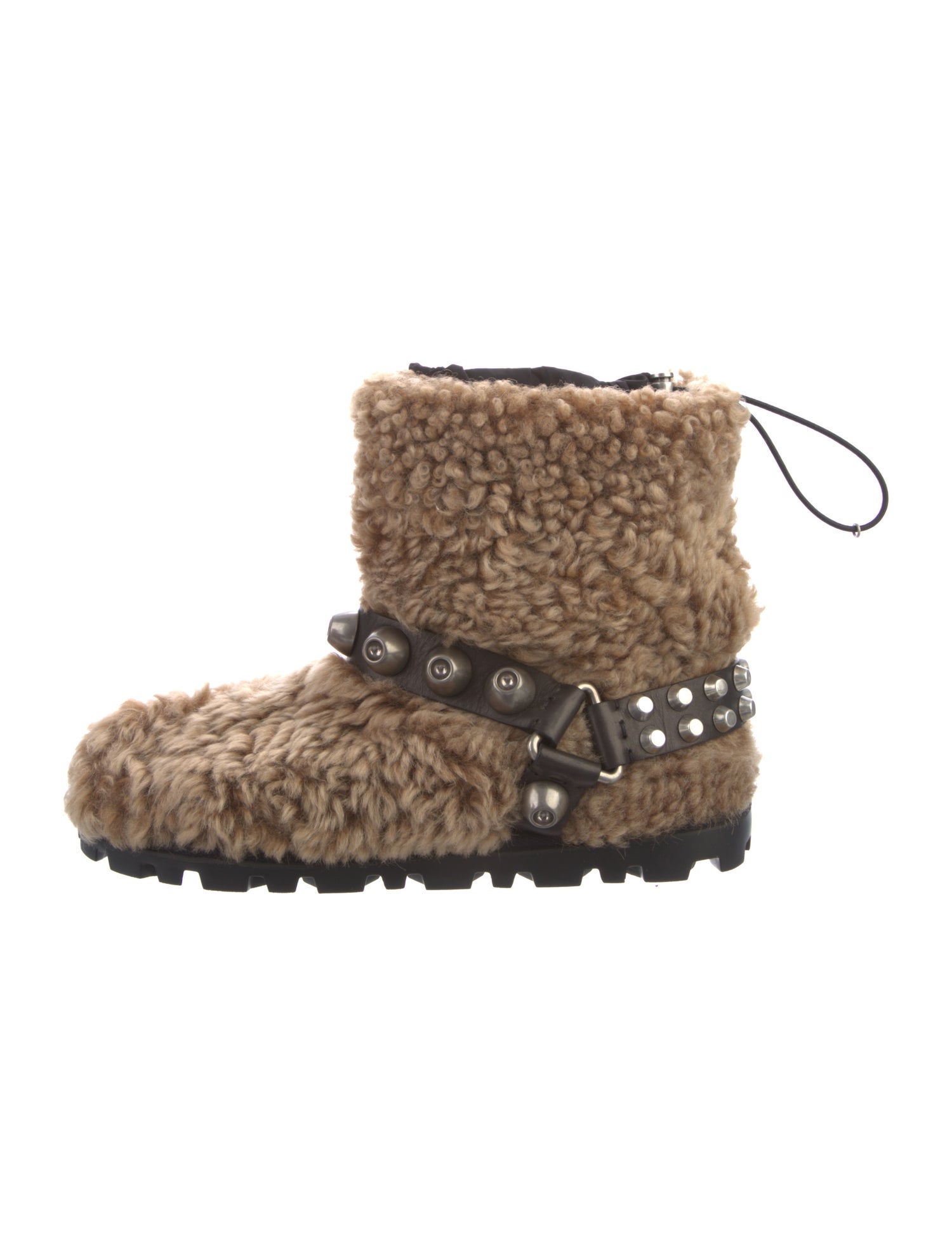 Miu Miu Fur Studded Accents Lace-Up Boots
