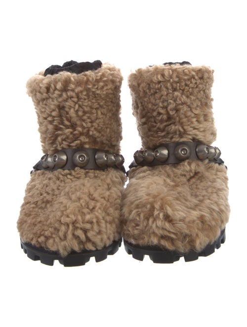 Miu Miu Fur Studded Accents Lace-Up Boots