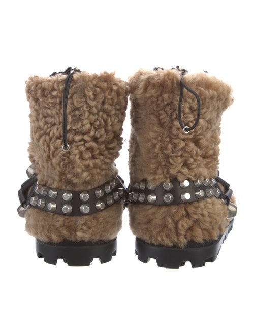 Miu Miu Fur Studded Accents Lace-Up Boots