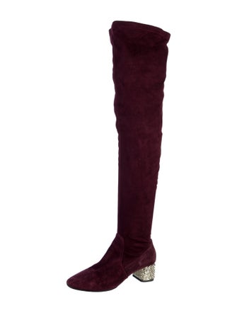 Miu Miu Suede Crystal Embellishments Boots