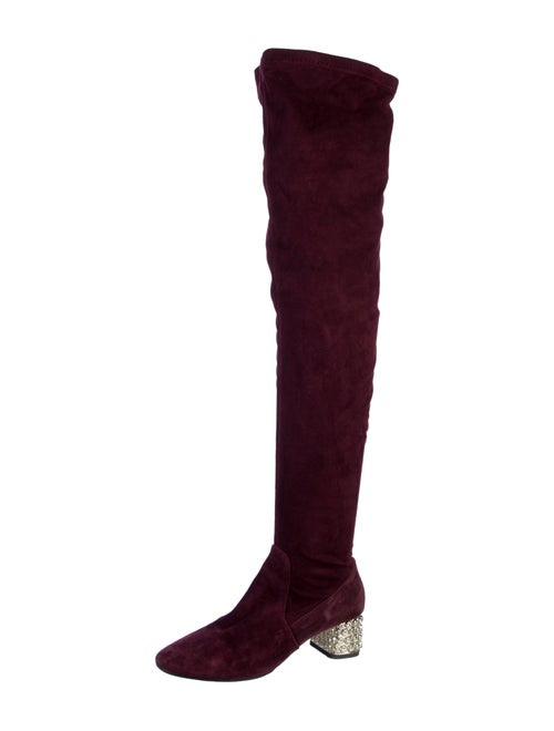 Miu Miu Suede Crystal Embellishments Boots