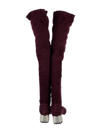Miu Miu Suede Crystal Embellishments Boots