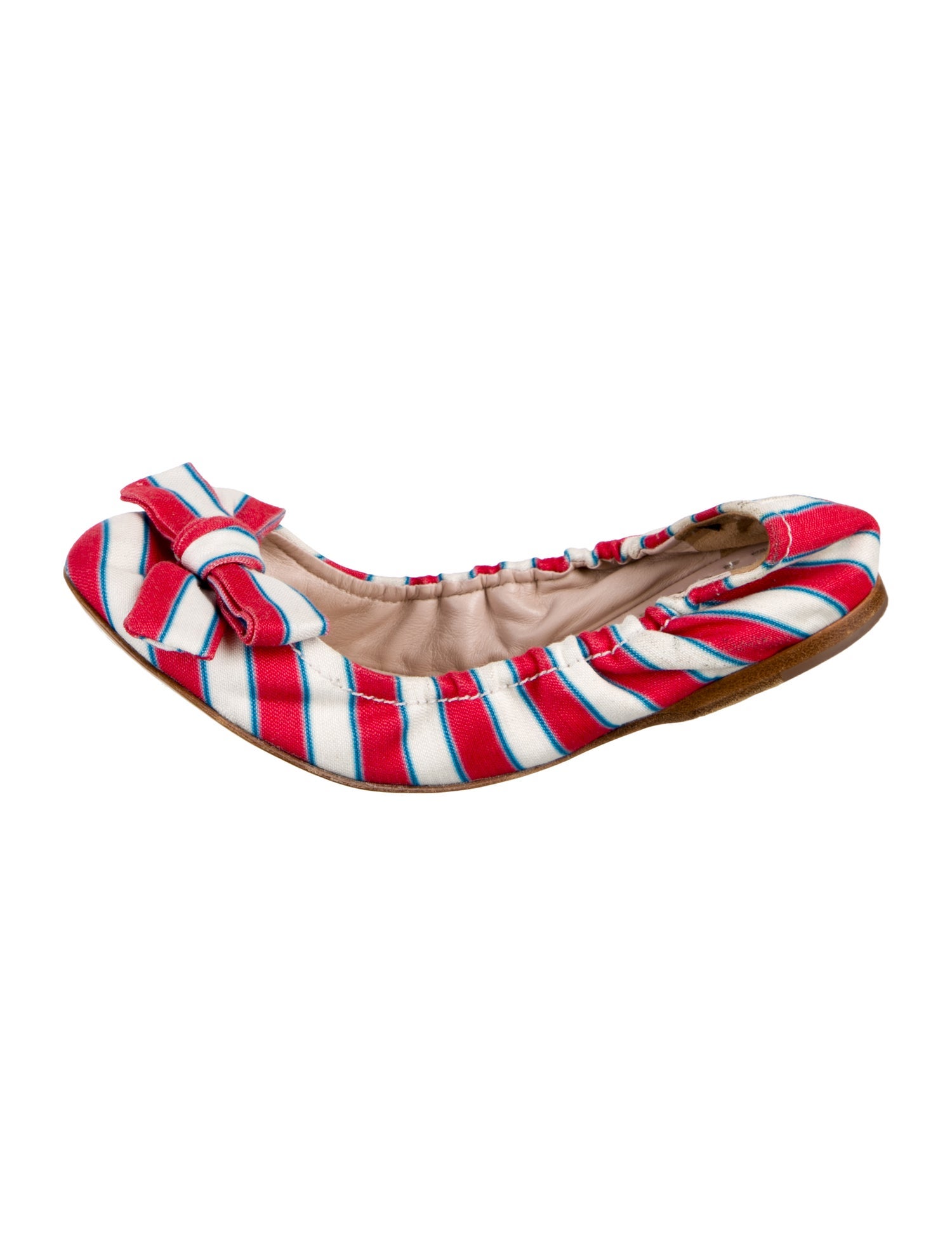 Miu Miu Canvas Striped Ballet Flats