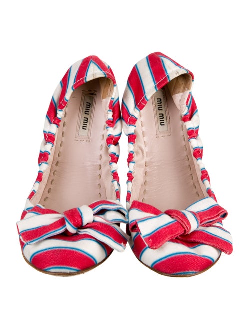 Miu Miu Canvas Striped Ballet Flats