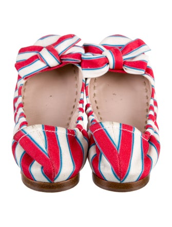 Miu Miu Canvas Striped Ballet Flats