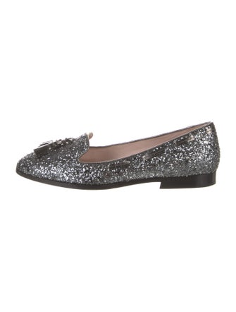 Miu Miu Glitter Tassel Accents Loafers