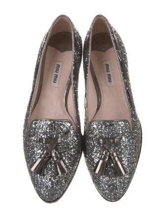 Miu Miu Glitter Tassel Accents Loafers