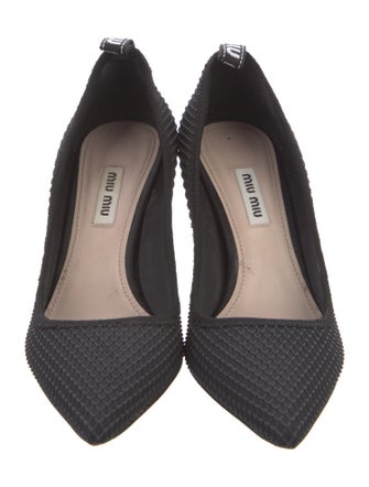 Miu Miu Rubber Embroidered Accent Pumps