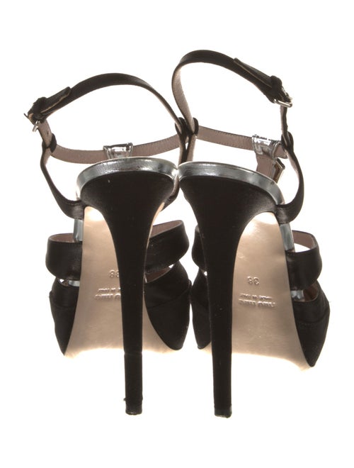 Miu Miu Satin Crystal Embellishments T-Strap Pumps
