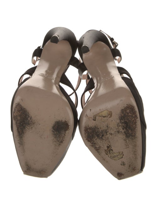 Miu Miu Satin Crystal Embellishments T-Strap Pumps