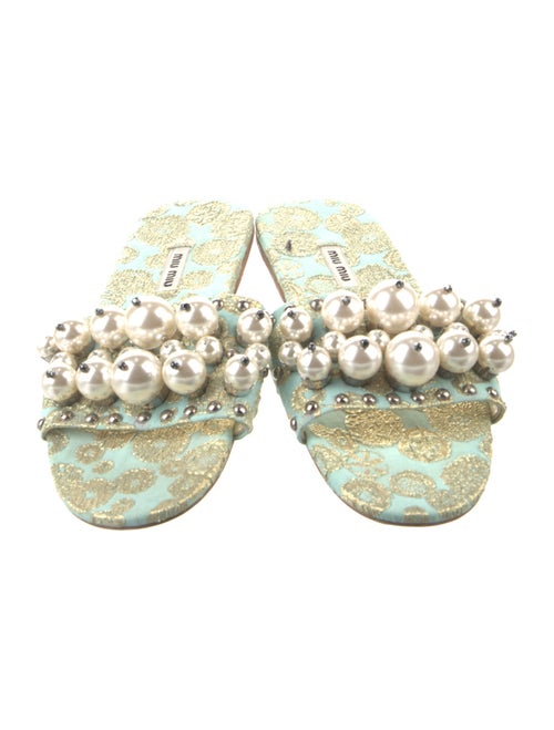 Miu Miu Printed Studded Accents Slides