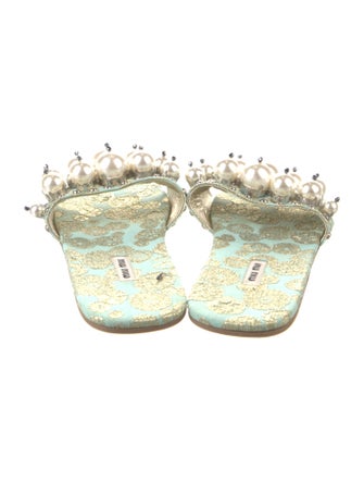 Miu Miu Printed Studded Accents Slides