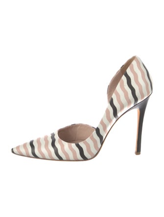 Miu Miu Leather Striped D'Orsay Pumps