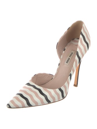 Miu Miu Leather Striped D'Orsay Pumps