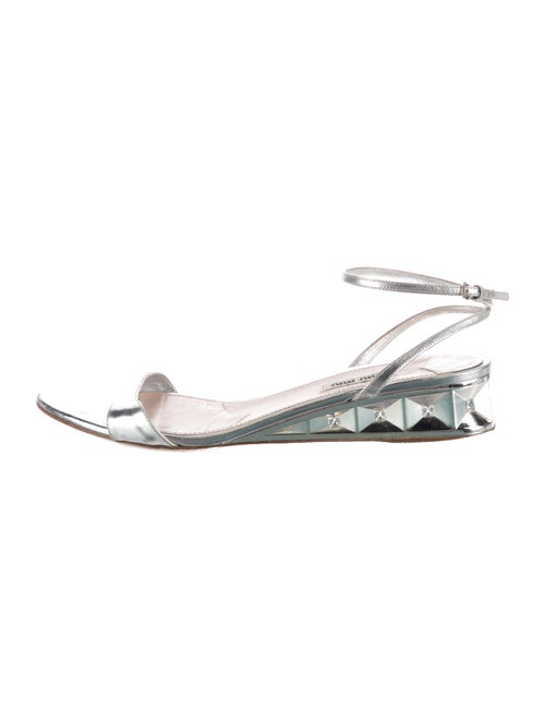 Miu Miu Patent Leather Crystal Embellishments Sandals