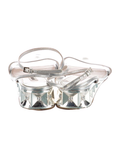 Miu Miu Patent Leather Crystal Embellishments Sandals